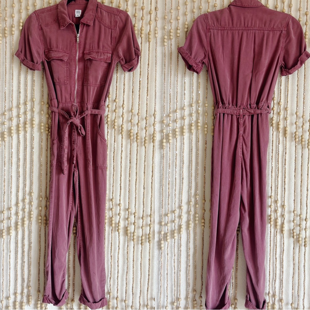 UO BDG Mauve Pink Utility Collared Boho Streetwear Zip-Front Casual Jumpsuit